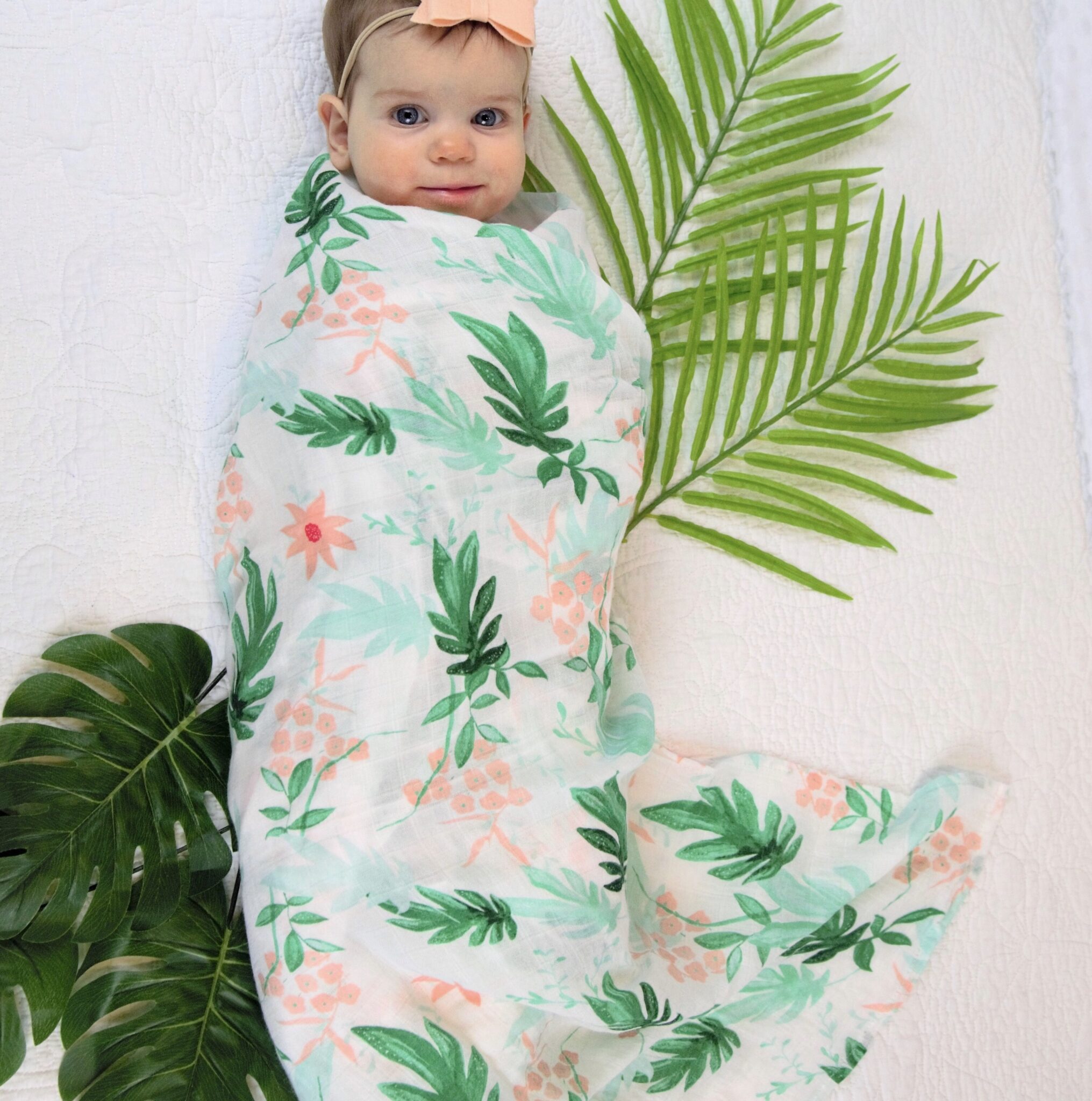 Bamboo Cotton Swaddle Forest Leaves Tinker Tot Baby