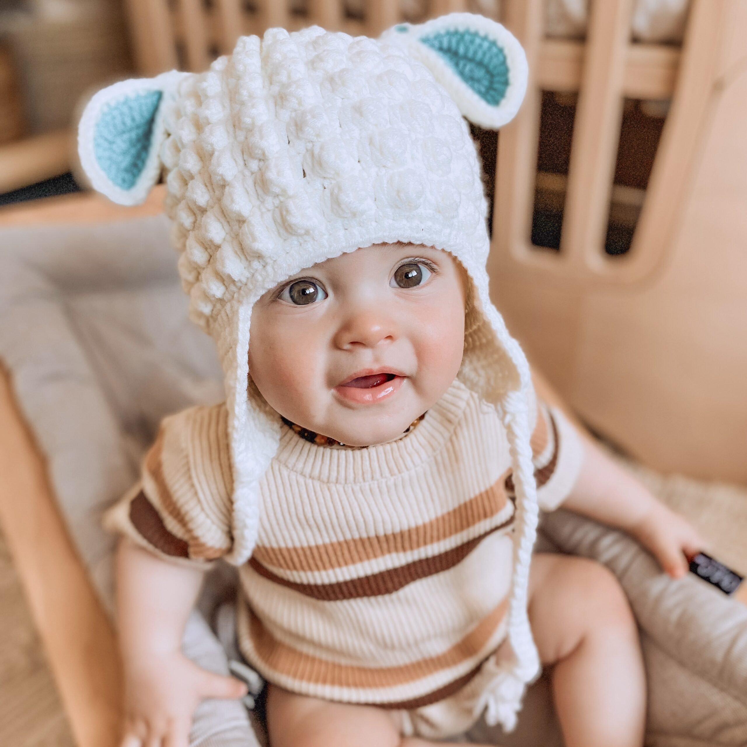 Crochet baby beanie with sales ears